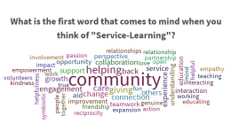 service-learning program image featuring with multiple words including community 