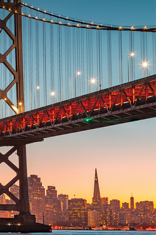 san francisco skyline view from bay bridge