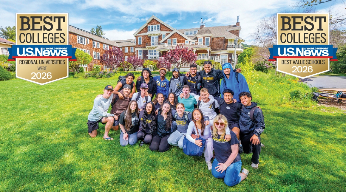Group of students outside. US News and World report 2026 badges displayed for Best Regional West and Best Value Universities