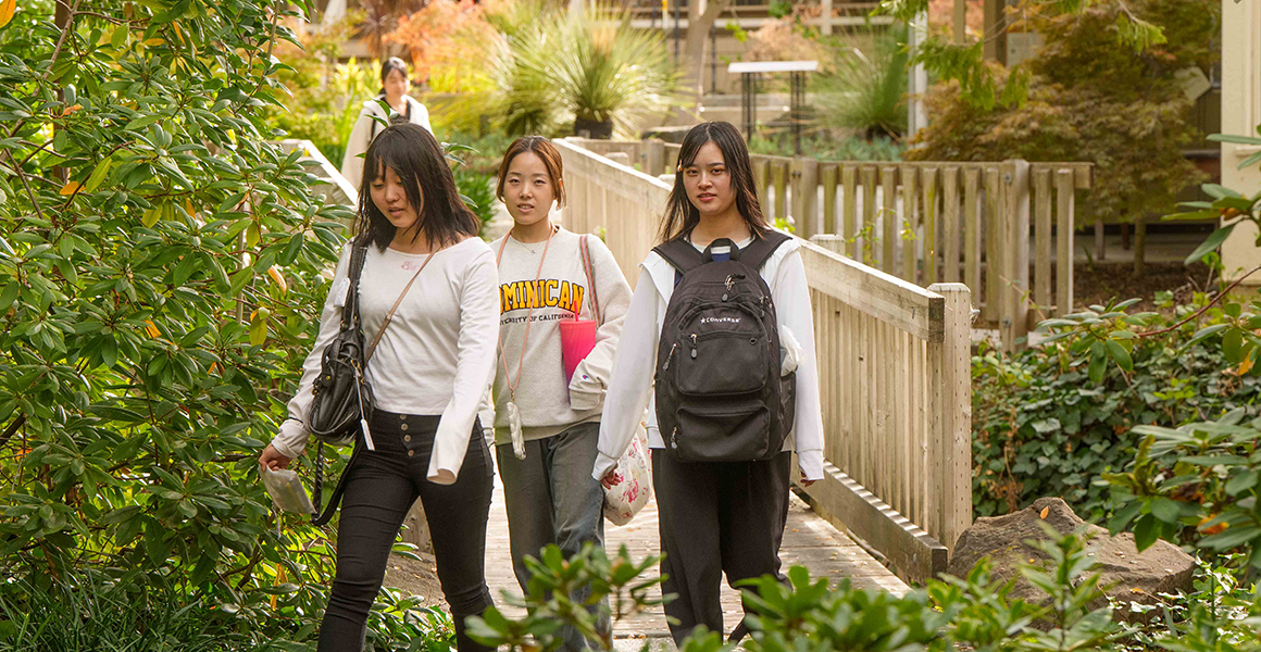 students walking on the Dominican campus