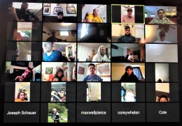 screenshot of dominican club lacrosse team in zoom in meeting