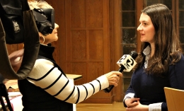 photo of allison kustic being interviewed by ktvu tv channel 2