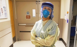 image of alumna ashley rubin as ICU doctor at SF General Hospital 