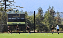 photo of Dominican women's soccer team practicing on Kennelly Field