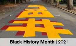 image created for Black History Month from photo of #BLM mural on Acacia Avenue