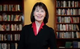 Photo of President Emerita Mary Marcy In Her Office For Harvard President-In-Residence Announcement