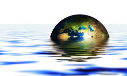 planet earth sinking water illustration
