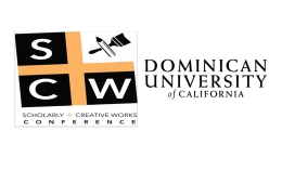 Graphic logo with black and yellow colors for the 2023 Scholarly and Creative Works Conference