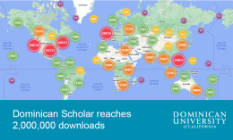 Image depicting Dominican Scholar repository downloads in certain countries across global map
