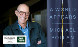 michael pollan headshot and book cover of A World Appears