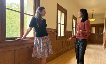 professors talking in hallway