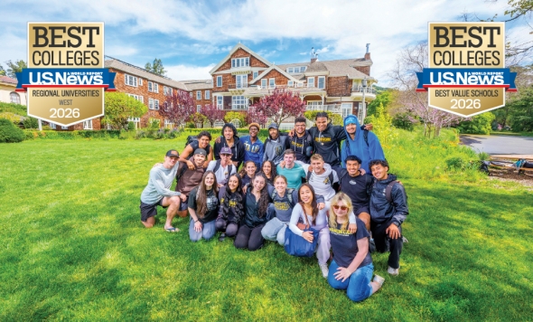Group of students outside. US News and World report 2026 badges displayed for Best Regional West and Best Value Universities