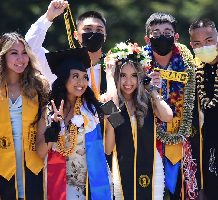 Graduating students celebrating together
