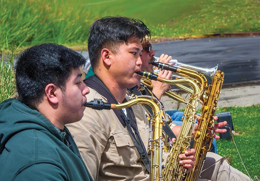 students playing saxophone