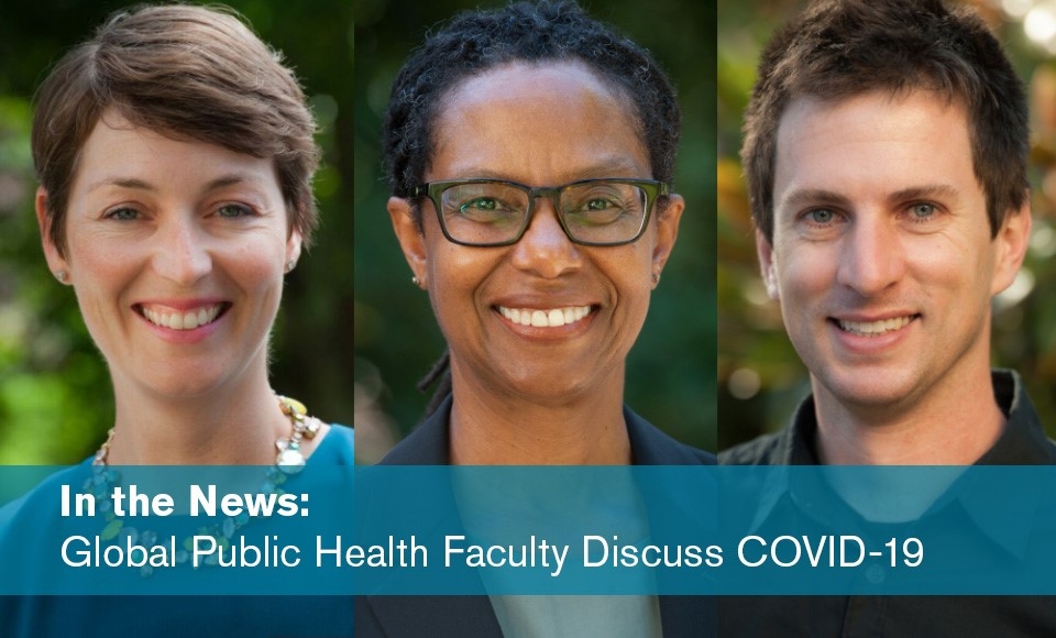 Dominican University of California Global Public Health faculty, Michaela George, Patti Culross and Brett Bayles 