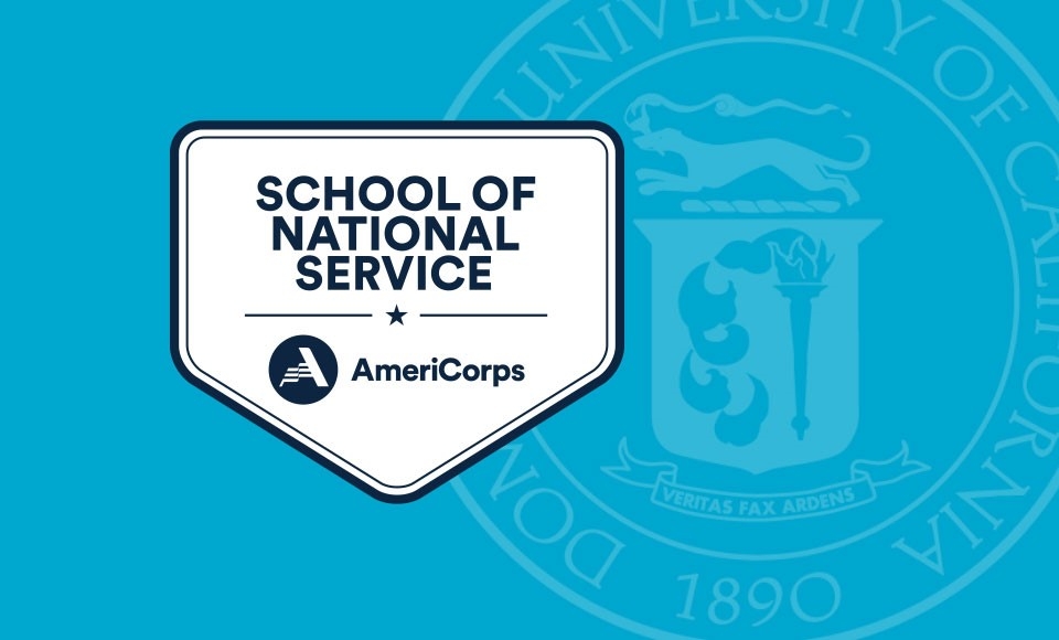 Badge for Dominican being named School of National Service by AmeriCorps