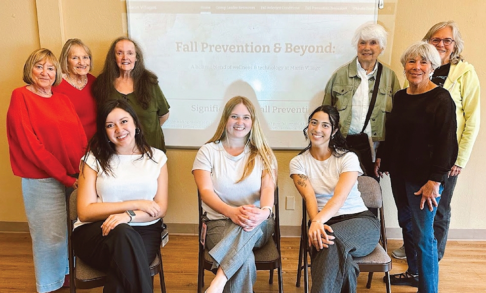 Occupational Therapy students during a fall prevention presentation for older adults.