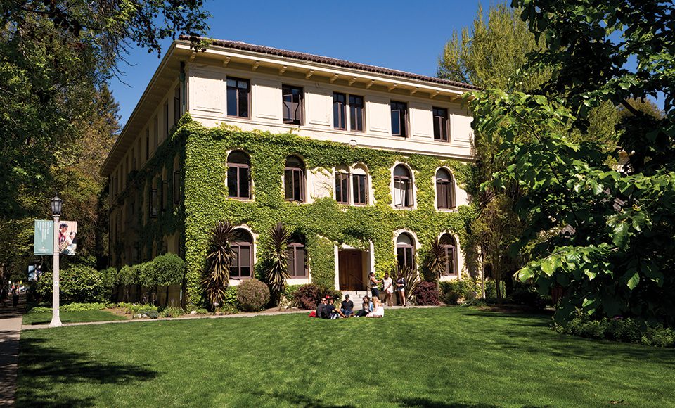 Guzman Hall lawn, Dominican University of California campus